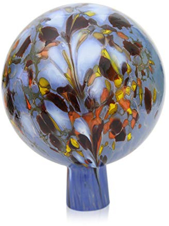Lauschaer Glas Gartenkugel Rosenkugel aus Glas mit Granulat hellblau h 19cm,d 15cm mundgeblasen handgeformt