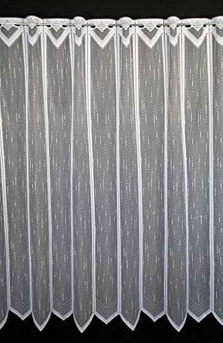 frankgardinen Scheibengardine längs gestrichelt 150 cm hoch Weiß - Wunschbreite frei wählbar durch gekaufte Menge in 23,5 cm Schritten - Meterware