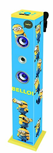 Lexibook, Cattivissimo me Minions, Torre sonora e luminosa Bluetooth, 2 x 20 watt musicali, cambio voce, presa AUX IN, K8050DES