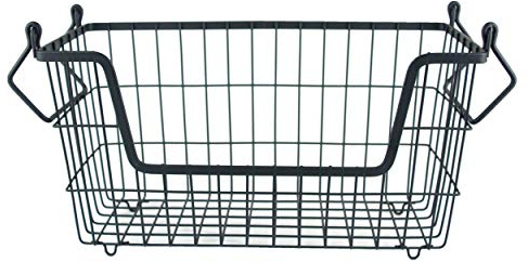 DII CAMZ36200 Stapelbarer Metall-Aufbewahrungsbehälter für schwere Beanspruchung im Büro, Handwerksraum, Küche, Speisekammer oder Garage (33 x 15,2 x 17,8 cm) schwarz – klein