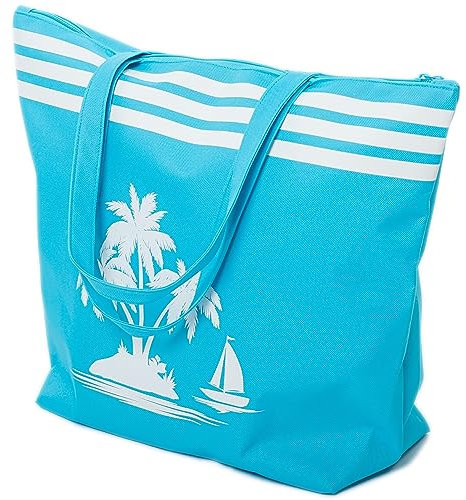 AIREE FAIREE Strandtasche - Große Tote Strandtasche mit Reißverschluss und Palmenmuster - Wasserdichte Strandtasche - Strandtaschen für Frauen - Strandtasche Damen - strandtasche groß