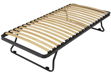 EBAC Literie Sommier en métal gigogne 90x190-20 Lattes Bois - Gain de Place - Made in France