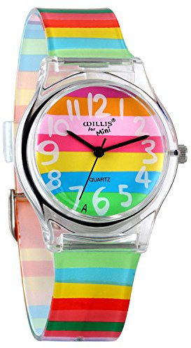 Avaner Uhr Kinder Silikon Regenbogen: Jugendliche Uhr Analog Quarzwerk Armbanduhr mit Silikon Armband Wasserdicht Kinderuhr Lernuhr Schüleruhr bunt lebendig Geschenk für Mädchen Jungen
