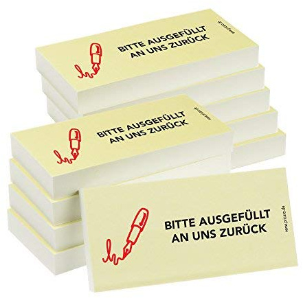 PRICARO Haftnotizen Bitte ausgefüllt an uns zurück, 100 Blatt, 10 Stück