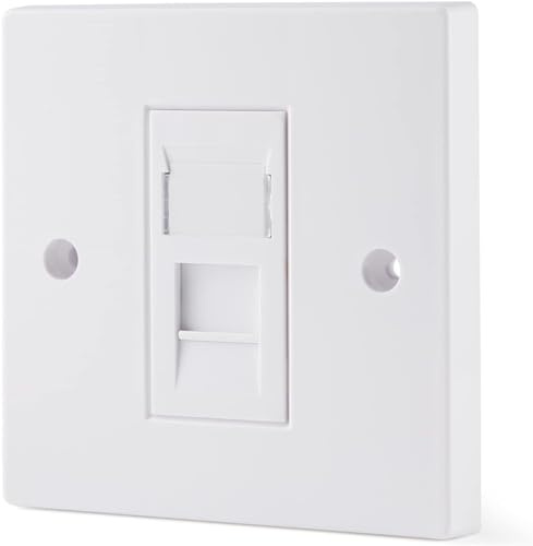 rhinocables CAT6A Ethernet Faceplate, RJ45 Socket Wall Plate (1, 1 Port) | RJ45 Socket: This faceplate provides a universal fit and improved network connection for installing any CAT6a cable. Double
