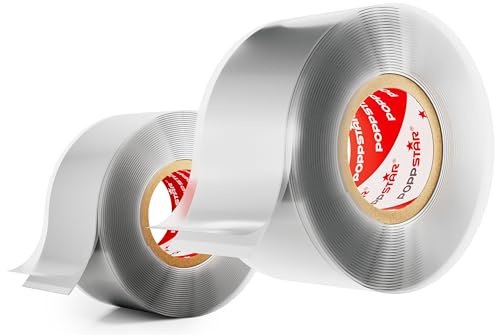 POPPSTAR selbstverschweißendes Silikonband, 3m x 25mm, Isolierband und Dichtungsband (Wasser, Luft), grau, 2 Rollen