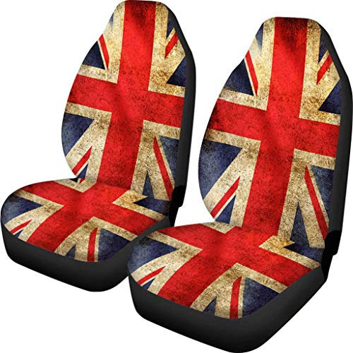 chaqlin Vorne Autositz Schutz Abdeckung Retro UK Flaggen Gedruckt Auto Kissenbezug Full Set Zubehör Frauen Männer 2 stück Fit LKW mit Fahrzeug