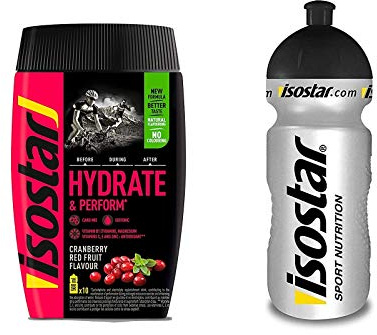 Isostar Hydrate & Perform Iso Drink - 400 g de poudre de boisson isotonique - poudre d'électrolyte pour soutenir la performance sportive - pamplemousse + bouteille de 0,5 litre