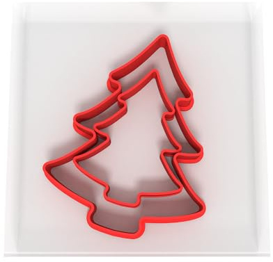 Custom Cutters Chistmas Tree Shape Cookie Cutters | Set of 2 Plastic Cutters for Baking, Fondant, Clay, Pastry, Icing, Jewellery (5CM + 8CM)