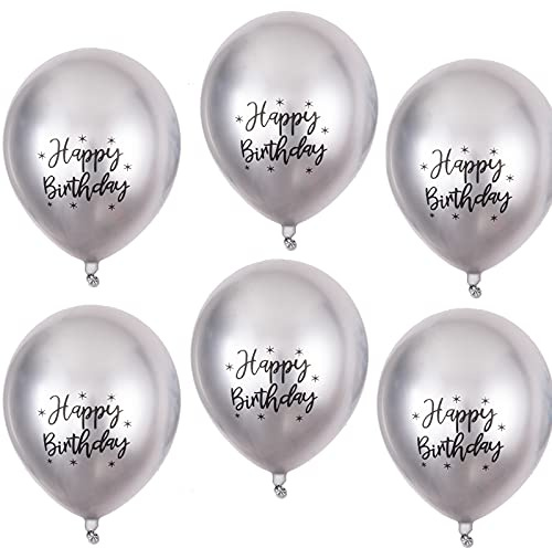 Happy Birthday Silber Metallic Luftballons，20 Silber Luftballons Metallic Deko zum Geburtstag Party Kindergeburtstag Happy Birthday Dekoration