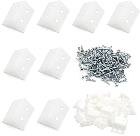 Yinpecly Eckstreben aus Kunststoff, 3,3 cm x 1,9 cm x 1,9 cm (L x B x H) für Regale, Schrank, Möbel für Zuhause, Schubladen, Fenster, Schrank, Weiß, 100 Stück