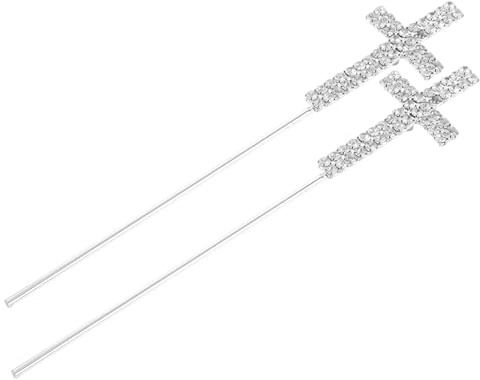 Tomaibaby 2pcs Rhinestone Cross Cake Topper Sparkly Cupcake Toppers Holy Cake Picks Crystal Cross Cake Decorations for Birthday Wedding Party Decorations Supplies