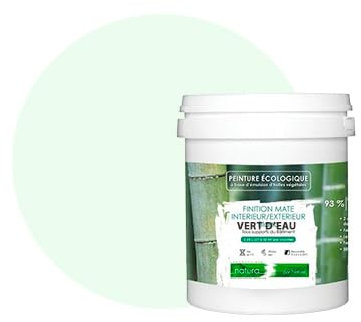 BOX DECO COULEURS Vernice naturale ecologica per interni esterni, aspetto opaco Natura - 1L / 13 m² [Classe energetica A+], verde acqua