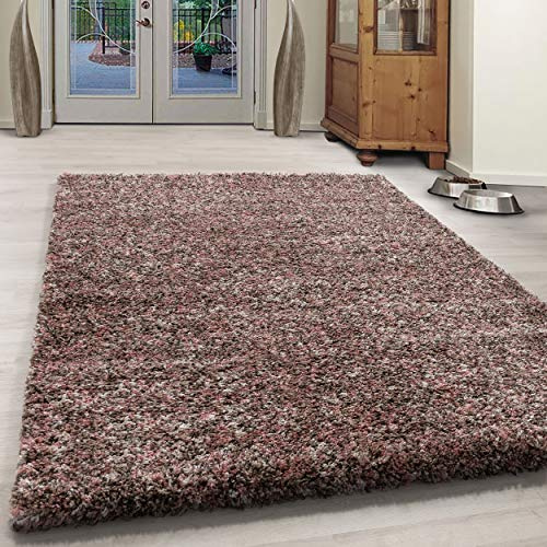BPIL Shaggy Rug with Trellis Design - Soft Touch, Thick 5cm Fluffy Pile, Non-Shedding Area Rug for Living Room, Bedroom, Pet-Friendly (ENJ ROSE, 160 x 230 cm)