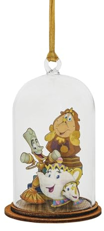 Enesco - 12345. A30626, Enchanting Disney Collection – La Belle et la Bête – Les Servants fidèles (Mrs Potts, Chip, Cogsworth, Lumiere Ornement), Multicolore, Taille Unique