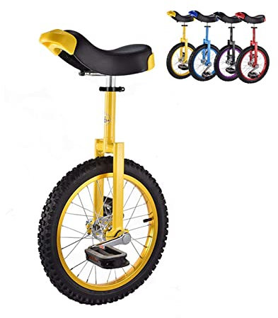 Einrad Jungen Mädchen Einrad Fahrrad mit Rad 16 Zoll / 18 Zoll / 20 Zoll / 24 Zoll Erwachsene große Kinder Unisex Erwachsene Anfänger Gelb Einrad Gewicht 150 kg