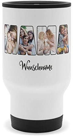 PhotoFancy® - Personalisierter Thermobecher 'Mama' - Isolierbecher to go mit eigenem Foto und Text selbst gestalten