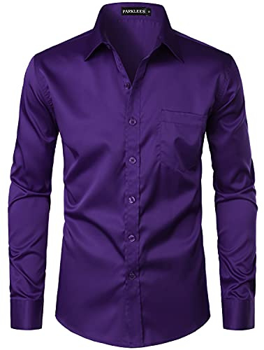 PARKLEES Chemise boutonnée élégante à coupe ajustée, manches longues et poche, style urbain, décontracté ou habillé, pour homme