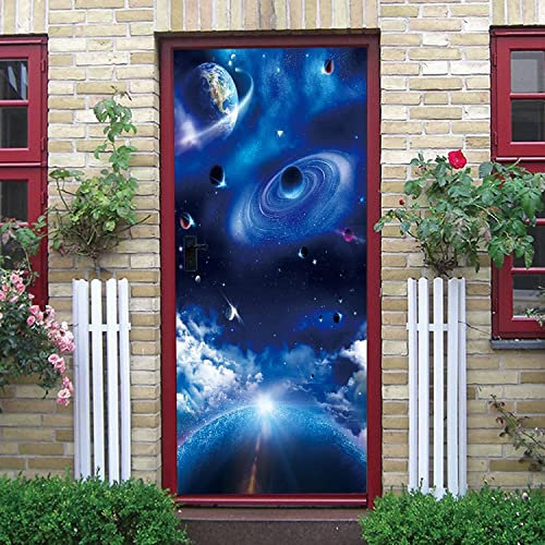 Türfolie Türtapete Türposter Selbstklebend 3D Fototapete Klebefolie Tür Mit Motiv Türaufkleber Kinderzimmer Milchstraße Schöne Sternenhimmellandschaft 80 X 200 Cm