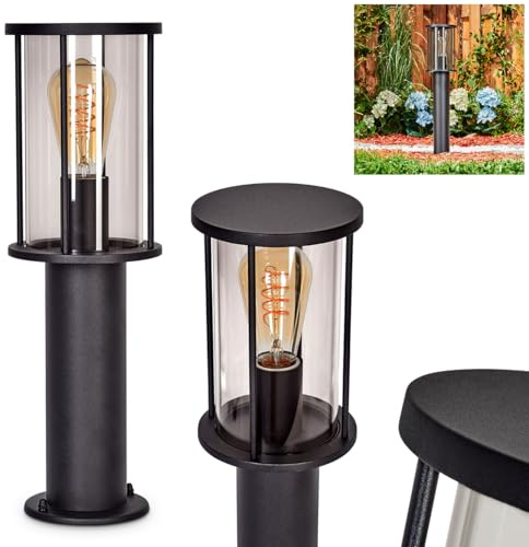HOFSTEIN Wegeleuchte Sumalao, Außenwegeleuchte aus Metall/Glas in Schwarz/Rauchfarben, moderne Sockelleuchte für Garten, Außenbereich, Hof, Terrasse, Höhe 45 cm, E27, IP54