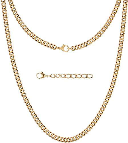 Silvadore Mens Gold Chain for Men - Cuban Link Curb Necklace (2/4/6mm) | 18k Gold Plated Stainless Steel Chain | Non-Tarnish & Waterproof | Gift-Ready + Polishing Cloth + 2 Extender | 18/20/22/24in