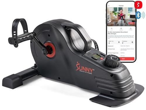 Sunny Health & Fitness Dual-Function Under-Desk Mini Bike, Portable Cardio Peddler in Home & Office, Indoor Arm / Leg Cycle Machine, Pedal Exerciser for Seniors, Free SunnyFit App Bluetooth Connection