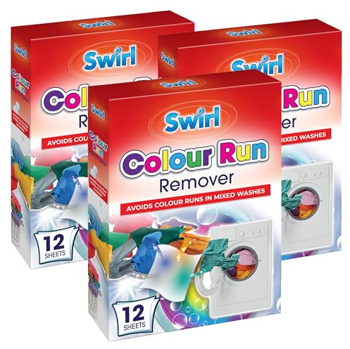 Swirl Colour Run Remover Laundry Sheets - Avoid Colour Transfer in Mixed Washes, Ideal for Brightly Coloured Clothing, Washing Sheets for Colour Protection, Color Catcher, 3x12 pack + Cheeroo Magnet