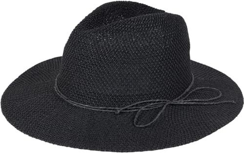 styleBREAKER Damen Panama Sonnenhut Papierstroh Schmales Band, Schwarz