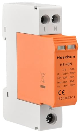 Heschen Överspänningsskydd SPD, HS-40N, 275VAC 20KA, 1+NPE, brandsäker, lågspänningsavledare, 35 mm DIN-skenmontering