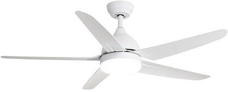 FINXIN Ceiling Fan with Lamp, Ceiling Fan with Light White/Black Ceiling Fans for Bedroom,Living Room,Dining Room Including Motor,Blades,Remote Switch (52 White 5-Blades)