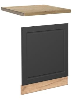 Vicco Façade Fame-Line, Anthracite-Or, 60cm | Façade en MDF · Plan de travail incl. · Adapté à la façade de cuisine · Poignées en métal · Intégration facile