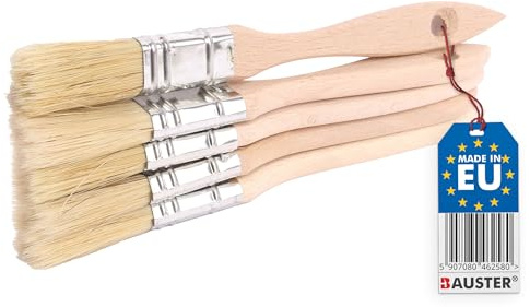 BAUSTER® 5 Stück Pinsel 20 mm mit Holzstiel Flachpinsel Alle Größen Beizpinsel Malerei Malerei Lacke Acrylfarben reißfeste Borsten abwaschbar universal Zubehör für Renovierungsarbeiten