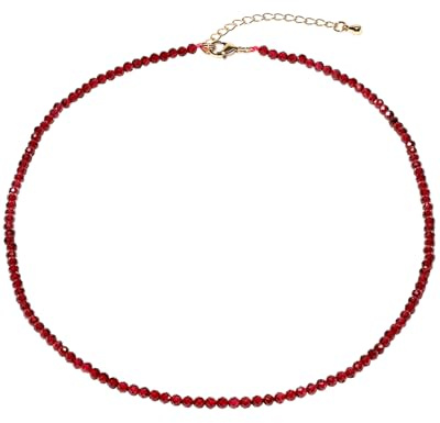Jewboo Collar de cuentas facetadas delicadas de 3-4 mm, collar de cristales estilo boho simple, gargantillas para mujer y hombre, joyería de moda, regalos, 15 inches (adjustable up to 17 inches), Gema