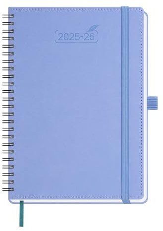 BEZEND Kalender 2026 Wochenplaner A5,18-Monate Juli 25-Dez 26,Buchkalender Ringbuch PU-Leder Softcover 1 Woche 2 Seiten mit Stifthalter - Kornblume