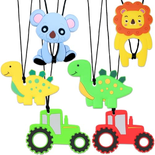 Felicify Collier à mâcher, 6 pièces, collier à mâcher, jouets à mâcher en silicone, pendentif pour mâcher, sensationnel teether, pour enfants adultes atteints de TDAH autisme Dentition (C)