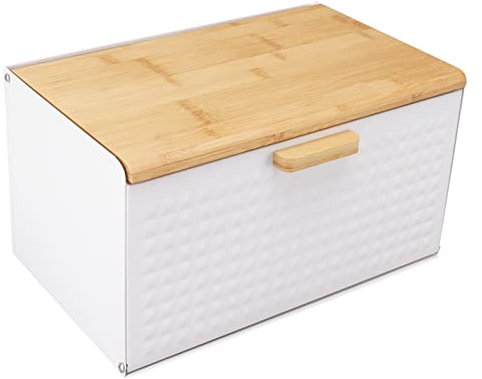 Panera de madera vintage, contenedor grande de almacenamiento de pan para encimera de cocina (NOENNULLxpn9y6mo0q-11)