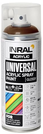 INRAL Vernice spray – marrone cioccolato opaco RAL8017 vernice spray universale 400 ml. Bomboletta spray per metallo, plastica, legno e pietra, alta copertura, resistente alla pioggia e ai raggi UV