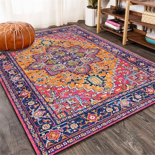DJHWWD Tappeto rosso in stile persiano, tappetino decorativo per soggiorno e camera da letto, antiscivolo, resistente allo sporco e facile da pulire tappeto grande 180X260CM