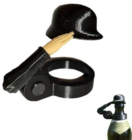 BlauHaus Flaschenverschlüsse, lustiger Salute-Soldaten-Bierhelm, Wiederverwendbarer Flaschenverschluss für Bier-, Limonaden- oder Trinkflaschen. (Schwarz)