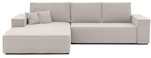IDOHOME Ecksofa Nova mit Schlaffunktion und Bettkasten Links 294 x 185 cm | 294 x 185 cm, Kiefernholz und MDF, Hoher Sitzkomfort, DL Mechanismus, Wohnen und Schlafen, Linke Ausführung