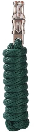 Merauno® Führstrick für Pferd - Anbindestrick in verschiedenen stylischen Designs, Führleine, Anbindeseil Pony, Esel, Ziege mit Panikhaken (Grün, Panikhaken)