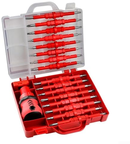 Lot de 34 tournevis isolés pour électricien, acier au chrome vanadium haute dureté avec poignées revêtues de caoutchouc