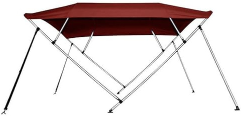 Toldo Bimini de 4 Arcos para Pontones, Toldo Impermeable con Postes de Soporte Traseros, Lona de Repuesto, Capota Impermeable para Barco, Tamaños(Red,244x135x130-150cm)