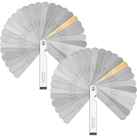 TenaLucy 2 Pezzi Spessimetro a Lamelle, Spessimetro Valvole, con 32 Lame e Indicazione di Misurazione Doppia Sistema Metrico e Imperiale per Candele Valvole Pistoni Chitarre