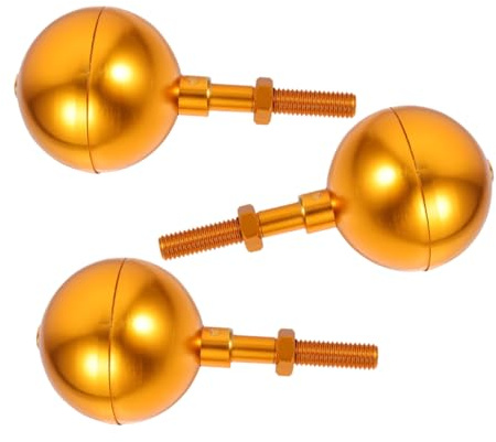 FUTUREORYY 3pcs Outdoor Flagpole Ball Finial Aluminum Alloy Replacement for Telescoping Flag Poles with Aerodynamic Polished Finish Easy Install Golden