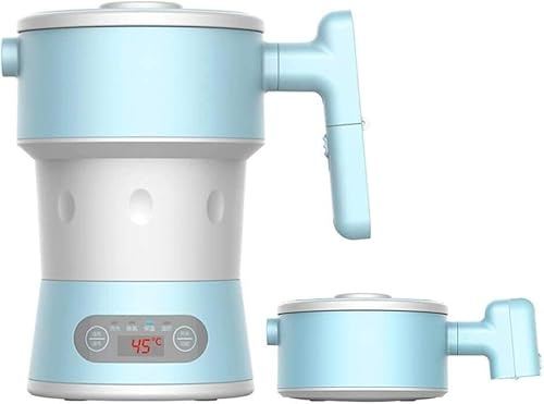 Bollitore da viaggio pieghevole con doppia tensione e cavo di alimentazione separabile, silicone alimentare ultra sottile, 800 ml, 110-220 V