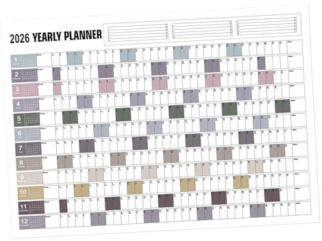 SOPOTUTU Calendrier Mural Grand Format Affiche Planificateur Annuel Minimaliste avec Grands Blocs Effaçables Calendrier Mural Bureau et Maison pour Organisation Complète Annuelle