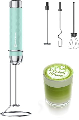 Maestri House Milchaufschäumer Mit Stufenloser Geschwindigkeitsregelung, Usb Aufladbar Milchaufschäumer, Aufschäumer Mit 3 Schneebesens Und Ständer Aus Edelstahl, für Latte Cappuccino und Eier
