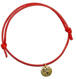 KAKI La Felicità è Nelle Piccole Cose Braccialetto di coppia Filo Rosso del destino con pendente in Oro (singolo)