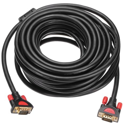 sourcing map VGA Monitor Cable 10m 15 Pin Male to Male Cord, Black | Video Cable Adapter Cord, for TV, PC, Computer, Laptops, Monitor, Screen, Projector
